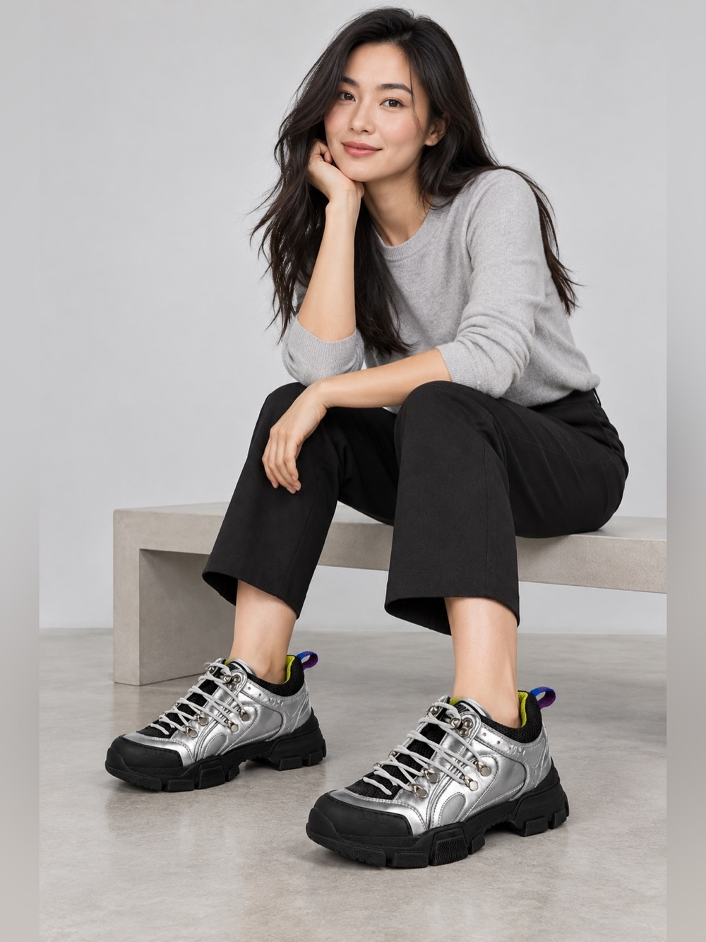 Gucci x SEGA Flashtrek Metallic Silver  Sneakers